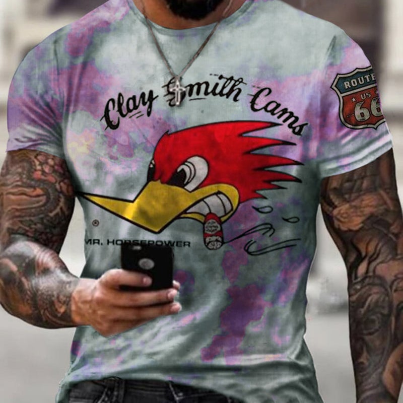 قميص رجالي مطبوع بالبرتقالي الملون (تاي داي) مقاس 2XL