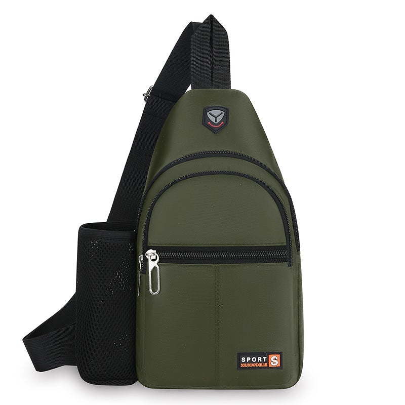 Mens crossbody chest bag new large capacity casual Oxford cloth shoulder small backpack fashion trendy shoulder messenger bag Army Green