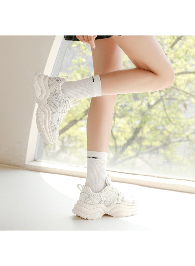 SAFIYA Saturday's Dad Shoes For Women, All-match Mesh Breathable Fashion Trend Thick Sole Height Increasing Casual Shoes - Image 4