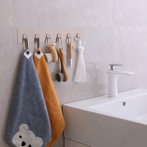 HOKIPO Magic Sticker Series Self Adhesive Bathroom Hook Rail, Hook for Kitchen, Wall Hooks for Hanging, Kitchen Hooks for Hanging Utensils, Key Holder White , Plastic , (Pack of 1) - Image 3
