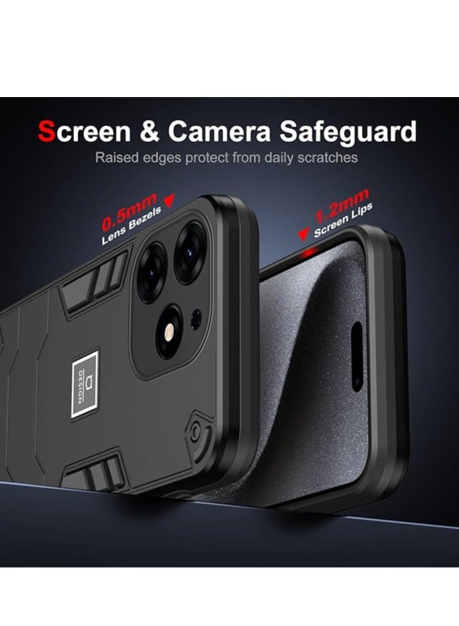 عام الحافظة الخلفية متوافقة مع حافظة هاتف Tecno Spark 10 Pro، حافظة الجسم الكامل مقاومة للسقوط من الدرجة العسكرية، مصنوعة من مادة TPU المطاطية والبولي كربونات الصلبة، وتحتوي على تصميم نصف لامع. - Image 2