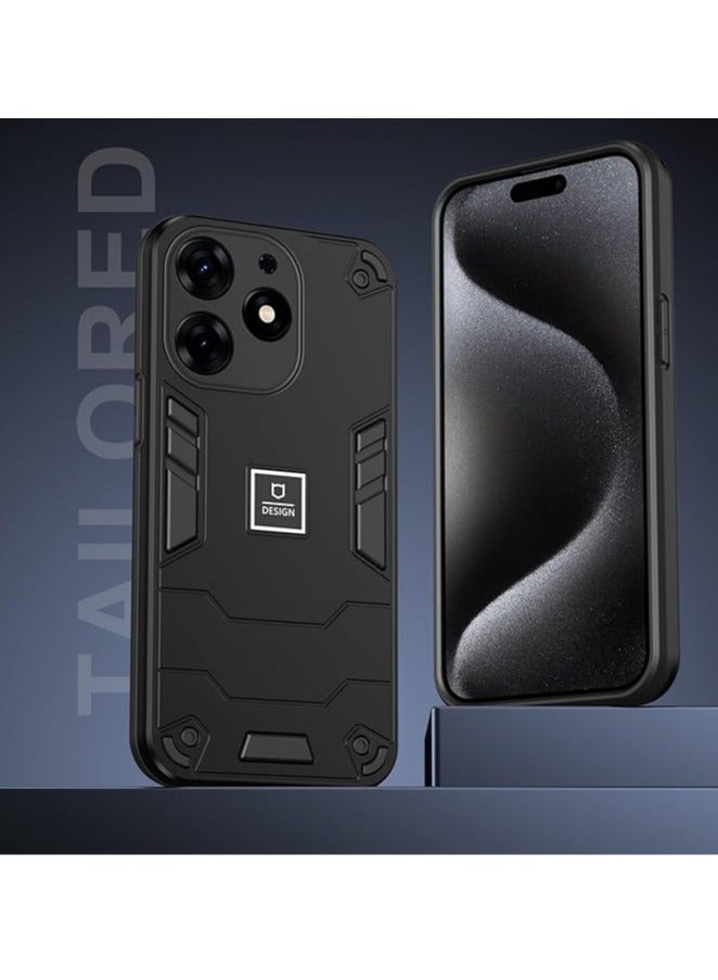 عام الحافظة الخلفية متوافقة مع حافظة هاتف Tecno Spark 10 Pro، حافظة الجسم الكامل مقاومة للسقوط من الدرجة العسكرية، مصنوعة من مادة TPU المطاطية والبولي كربونات الصلبة، وتحتوي على تصميم نصف لامع. - Image 4