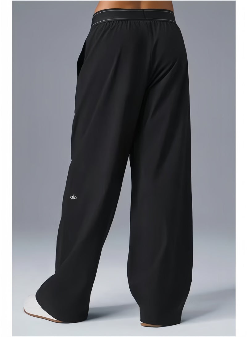 ألو يوغا بنطلون ALO Yoga 30 Inseam Suit Up، بنطلون واسع الساق بقصّة عادية للنساء (مصمم للطول 5'7 أقل) - أسود - Image 3