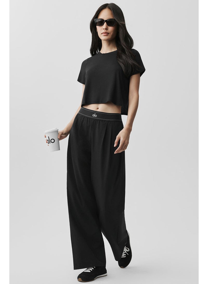 بنطلون ALO Yoga 30 Inseam Suit Up، بنطلون واسع الساق بقصّة عادية للنساء (مصمم للطول 5'7 أقل) - أسود - Image 4