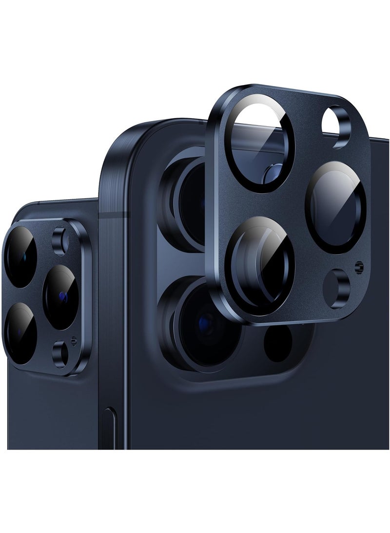 حامي عدسة كاميرا آيفون 15 برو/آيفون 15 برو ماكس، سبيكة غير لامعة [اختبار مقاومة الكسر] زجاج مقسى 9H واقي شاشة كاميرا مقاوم للخدوش ملحقات 2023، تيتانيوم أزرق - Image 1