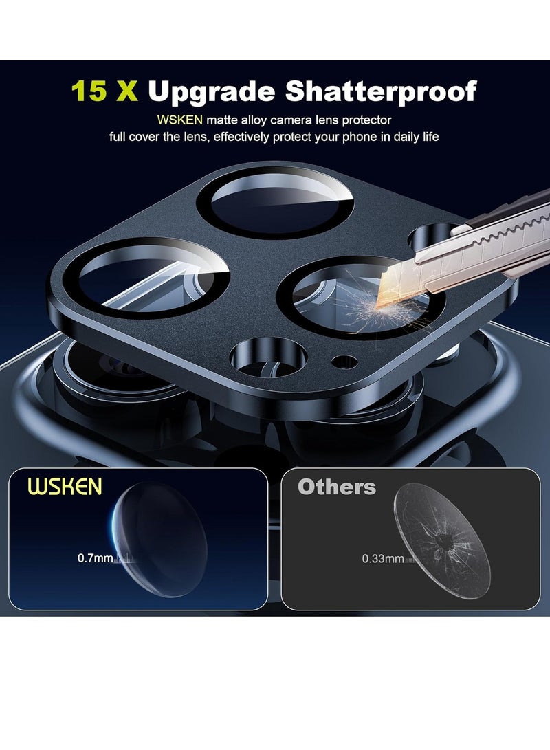حامي عدسة كاميرا آيفون 15 برو/آيفون 15 برو ماكس، سبيكة غير لامعة [اختبار مقاومة الكسر] زجاج مقسى 9H واقي شاشة كاميرا مقاوم للخدوش ملحقات 2023، تيتانيوم أزرق - Image 2