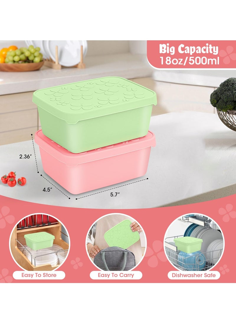 SOLARAE 2 Pack Stainless Steel Snack Containers, Reusable Small Metal Bento Lunch Container Box, Leak Proof silicone Lids&Dip Containers, Suitable for Daycare, School Travel (18oz) - Image 2