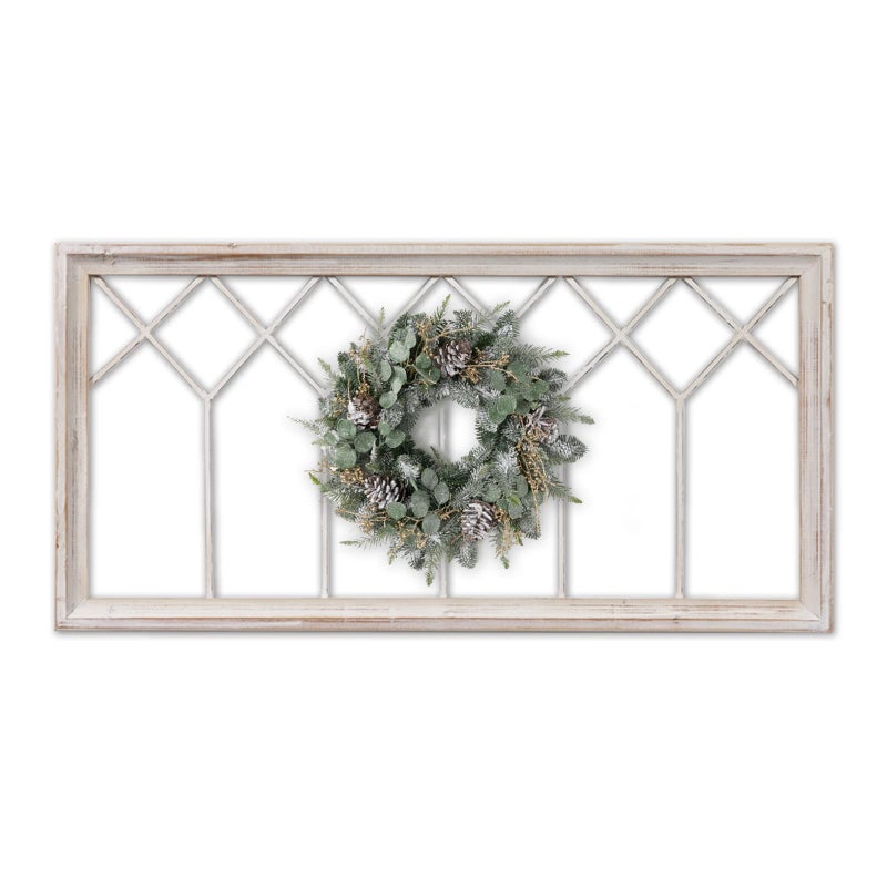 Sintosin Rustic Wood Window Frame Wall Decor 40 x 20 inches, Hanging Washable White Farmhouse Faux Windows Frames for Walls, Decorative Wall Art for Living Room Bedroom Hallway Christmas - Image 1