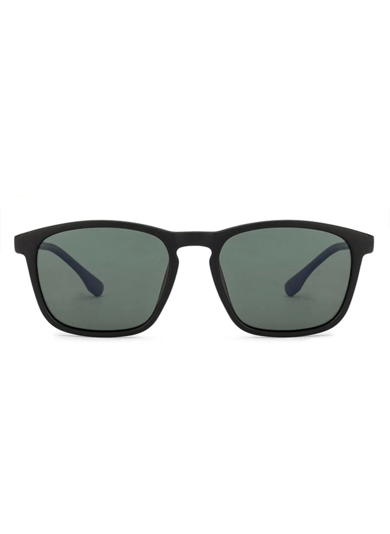 VINCENT CHASE Vincent Chase By Lenskart | Matte Black Green Full Rim Square Branded Latest and Stylish Sunglasses | Polarized and 100% UV Protected | Men & Women | Medium | LA S13164