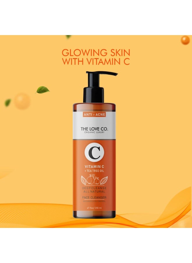 THE LOVE CO. Vitamin C & Tea Tree Oil Face Wash - Foaming Cleanser for Instant Glow & De-Tan, Suitable for All Skin Types, 100% Vegan, 200ml - Image 2