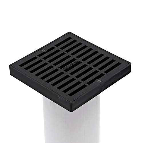 NDS 640 6-Inch Square Grate with Low-Profile Adapter Drain, Connects to 3-Inch and 4-Inch Drain Pipes and Fittings, for Small Lawns, Landscaping and Patios, Plastic, Black - Image 3