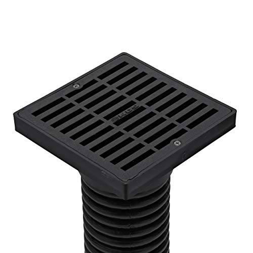 NDS 640 6-Inch Square Grate with Low-Profile Adapter Drain, Connects to 3-Inch and 4-Inch Drain Pipes and Fittings, for Small Lawns, Landscaping and Patios, Plastic, Black - Image 4