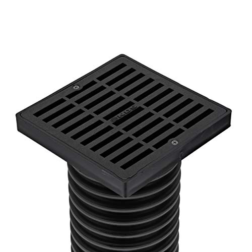 NDS 640 6-Inch Square Grate with Low-Profile Adapter Drain, Connects to 3-Inch and 4-Inch Drain Pipes and Fittings, for Small Lawns, Landscaping and Patios, Plastic, Black - Image 5