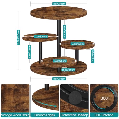 ELITEROO 4 Tier Round Cupcake Tower Stand for 50 Cupcakes, 360° Rotating Wood Cake Stand with Tiered Trays, Farmhouse Cookie Stand for Dessert Table Display for Wedding Birthday Baby Shower Tea Party - Image 5
