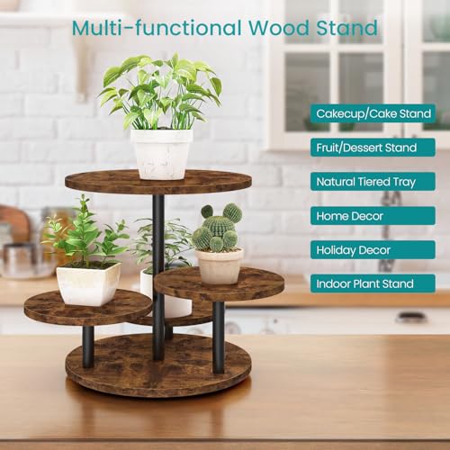 ELITEROO 4 Tier Round Cupcake Tower Stand for 50 Cupcakes, 360° Rotating Wood Cake Stand with Tiered Trays, Farmhouse Cookie Stand for Dessert Table Display for Wedding Birthday Baby Shower Tea Party - Image 4