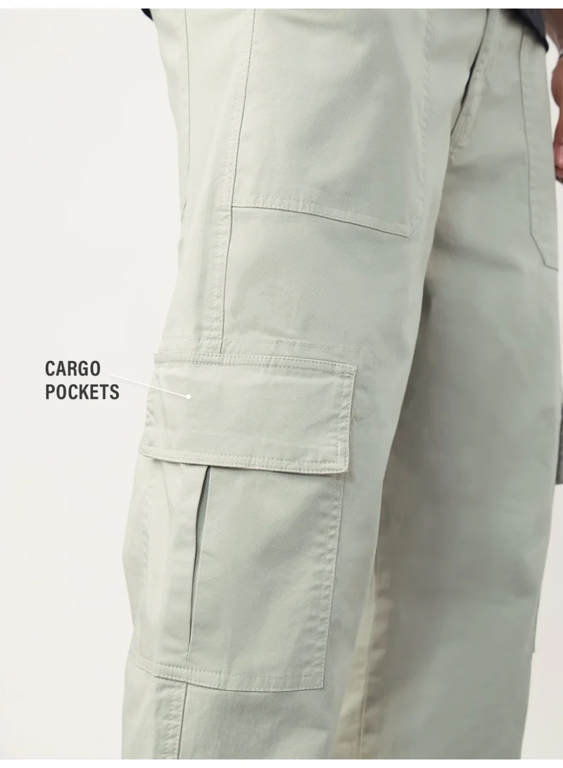 The Souled Store  The Souled Store Men Feather Grey Solid Straight Fit Cargo Pants for Men | Best Price UAE