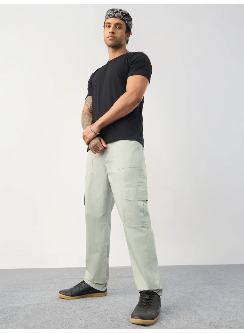 The Souled Store  The Souled Store Men Feather Grey Solid Straight Fit Cargo Pants for Men | Best Price UAE