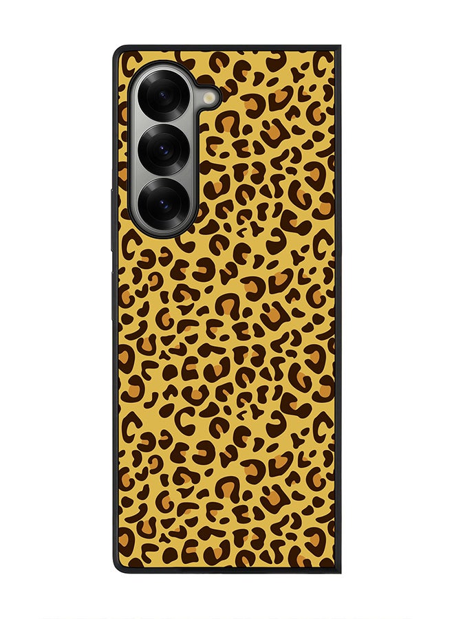 Stylizedd Rugged Black edge case for Samsung Galaxy Z Fold6, Slim fit Soft Case Flexible Anti Drop TPU Gel Thin Cover -  Leopard Skin Print - Image 1