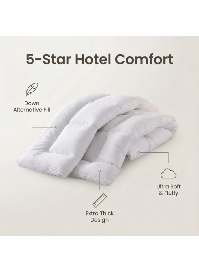 Y&D Premium Hotel Mattress Topper with Elastic Bands, Super Soft Microfiber Fabric, Soft Down Alternative Filling, 10 cm Thickness - Image 3