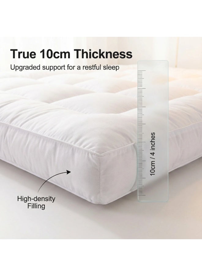 Y&D Premium Hotel Mattress Topper with Elastic Bands, Super Soft Microfiber Fabric, Soft Down Alternative Filling, 10 cm Thickness - Image 4