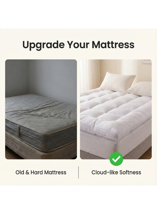 Y&D Premium Hotel Mattress Topper with Elastic Bands, Super Soft Microfiber Fabric, Soft Down Alternative Filling, 10 cm Thickness - Image 5