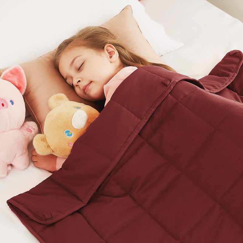 CuteKing Weighted Blanket - Weighted Blanket with Premium Glass Beads - Breathable Heavy Blanket for Comfort Sleep - Thick Blanket All Season (7lbs, 40"x60", Claret Red) - Image 1