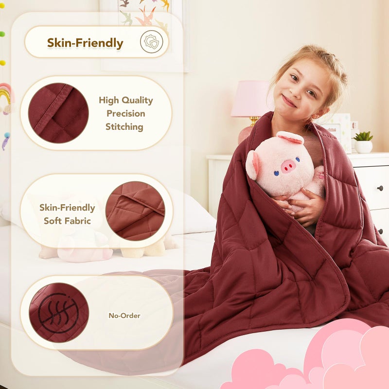 CuteKing Weighted Blanket - Weighted Blanket with Premium Glass Beads - Breathable Heavy Blanket for Comfort Sleep - Thick Blanket All Season (7lbs, 40"x60", Claret Red) - Image 5