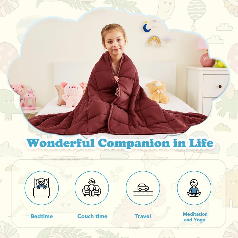 CuteKing Weighted Blanket - Weighted Blanket with Premium Glass Beads - Breathable Heavy Blanket for Comfort Sleep - Thick Blanket All Season (7lbs, 40"x60", Claret Red) - Image 4