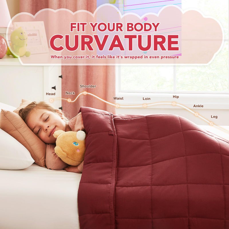 CuteKing Weighted Blanket - Weighted Blanket with Premium Glass Beads - Breathable Heavy Blanket for Comfort Sleep - Thick Blanket All Season (7lbs, 40"x60", Claret Red) - Image 3