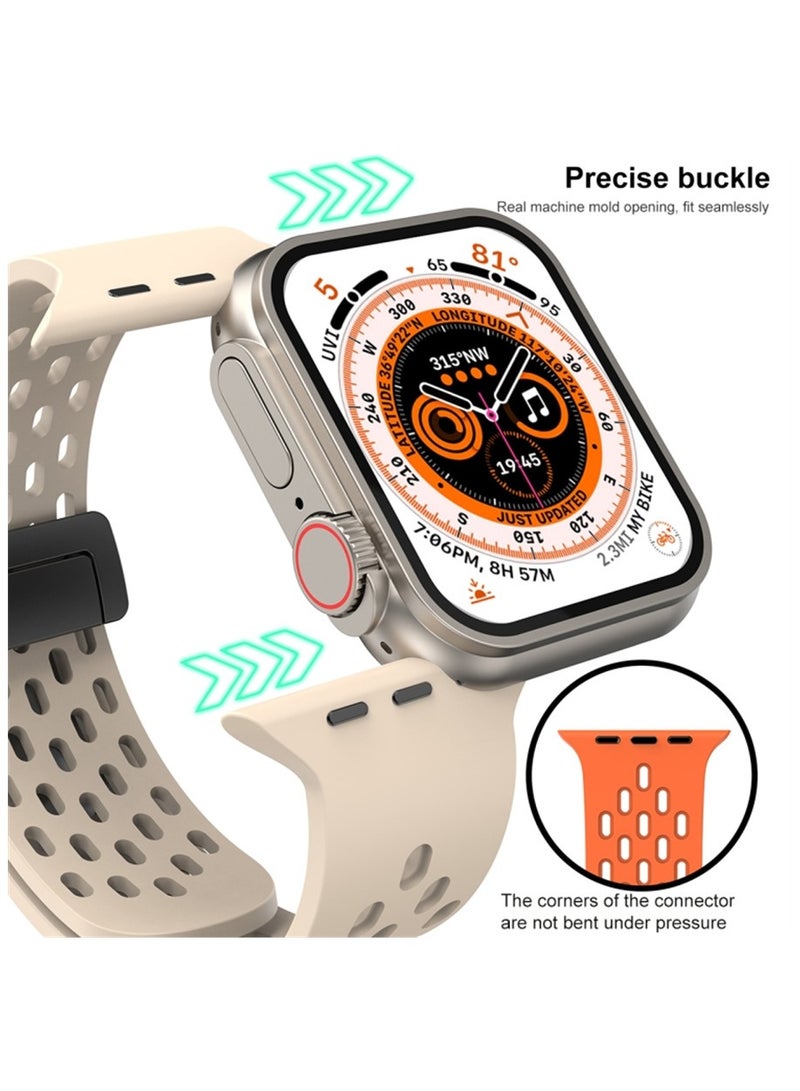 KASTWAVE حزام ساعة لساعة Apple Ultra مقاس 49 مم/45 مم/44 مم/42 مم، 4 قطع حزام ساعة سيليكون لساعة Apple Watch Ultra Band حزام بإبزيم مغناطيسي قابل للطي لساعة iWatch Ultra Series 8 7 6 5 4 3 2 1 SE - Image 4