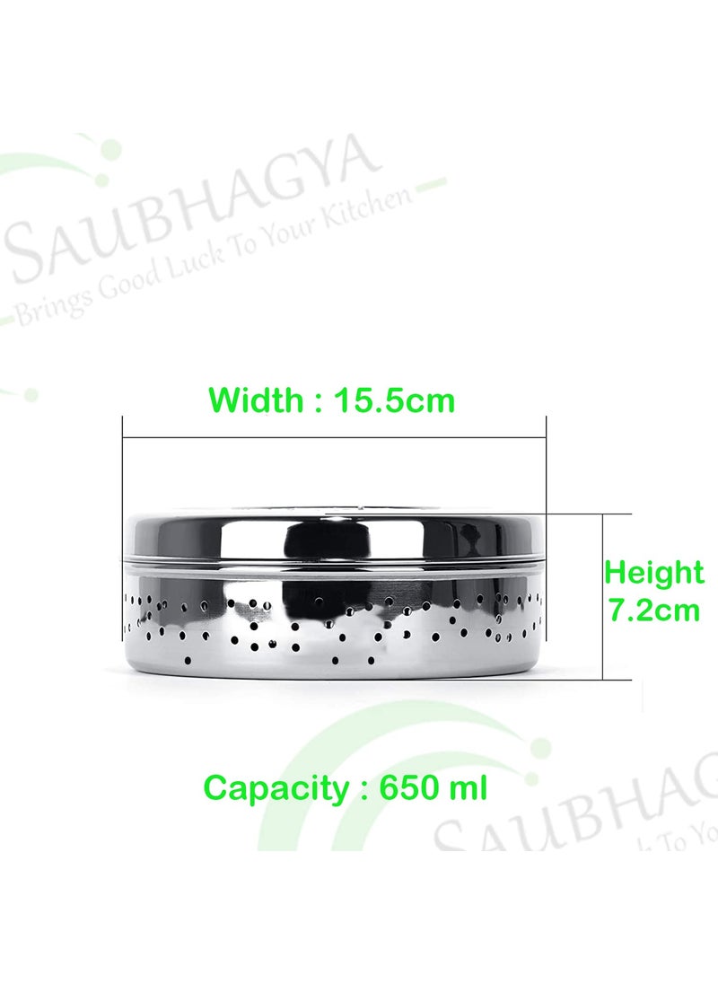 Saubhagya SAUBHAGYA Stainless Steel Coriander Box with HolesDhaniya DibbaStorage Container for Sprouts Chilies Coriander 650ml Medium  - Image 4