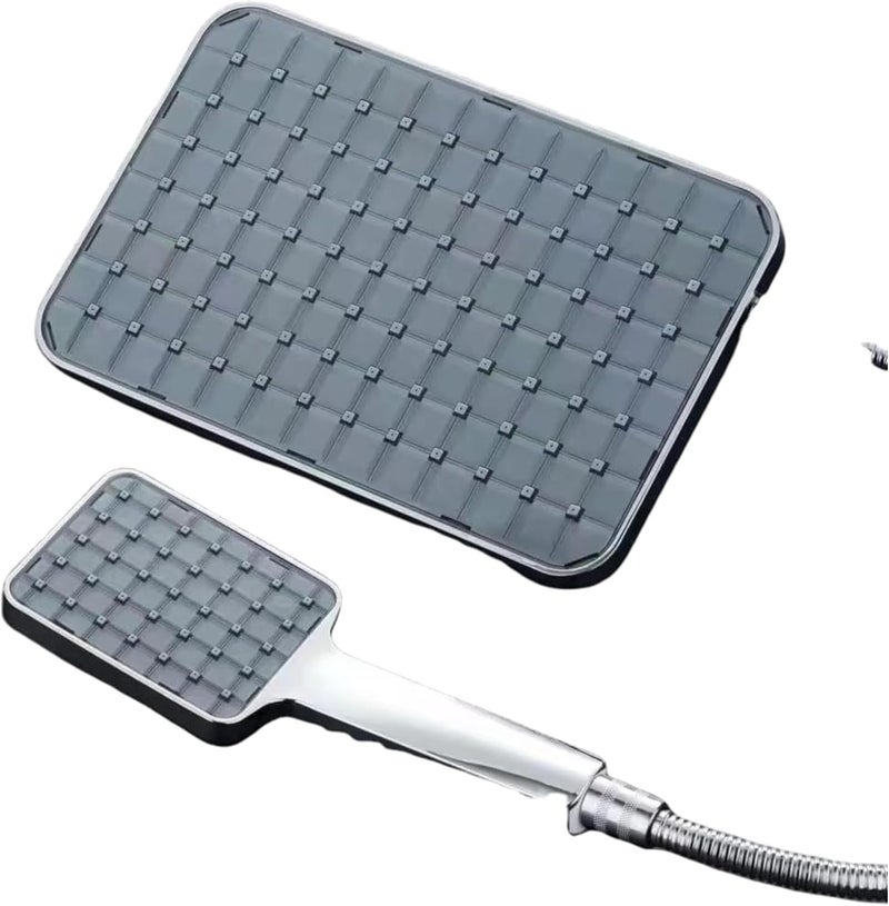 Double Shower Set with 2 Systems – Rainfall Overhead Shower Panel + Multi Sprinkler Hand Held (Shower Panel Shower Set + Silver Headphone Hand)