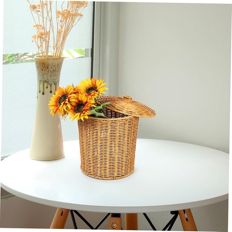 سلة غسيل كبيرة منسوجة مع غطاء، منظف تخزين محمول للحمام وغرفة النوم - Image 3