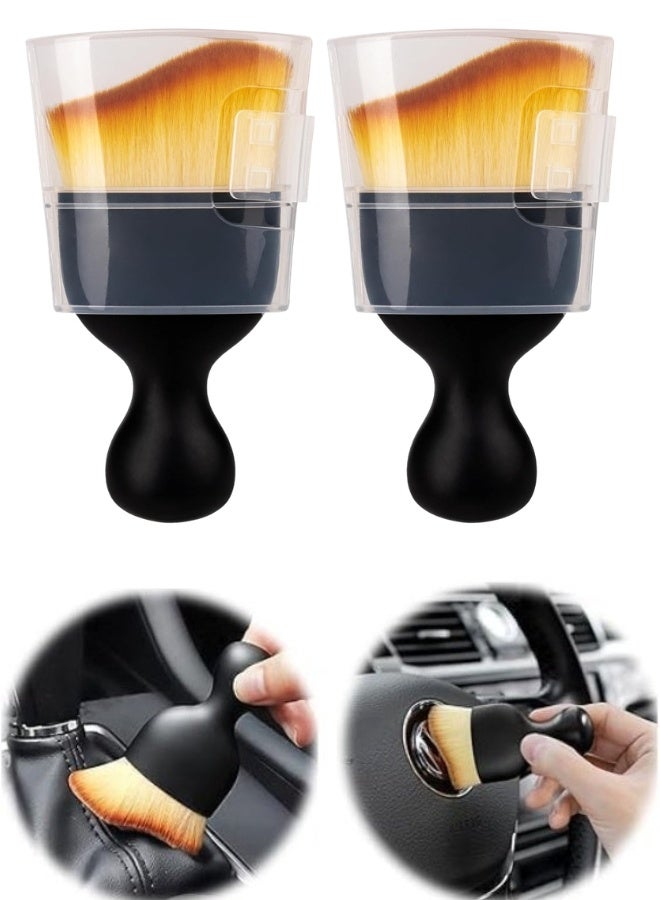 فرشاة أداة التنظيف الداخلي للسيارة مع غطاء ، فرش تفصيل السيارة ، فرشاة إزالة الشعر الناعم الداخلي للسيارات ، فرشاة السيارة ، فرشاة تنظيف السيارة ، فرشاة أداة التنظيف الداخلي للسيارة 2 قطعة - Image 1