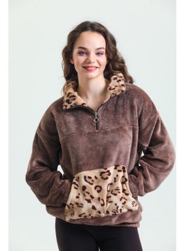 Magic Form 37285 Women's Coffee Zippered Polar Fleece Pajama Top  - Image 3