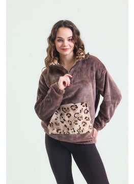 Magic Form 37285 Women's Coffee Zippered Polar Fleece Pajama Top  - Image 4