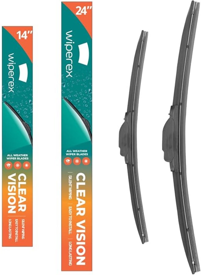 ويبيركس WiperEX 24" + 14" Wiper Blades – Silent, Streak-Free, Anti-Lift, Durable Natural Rubber Pair (Pack of 2) - Image 1
