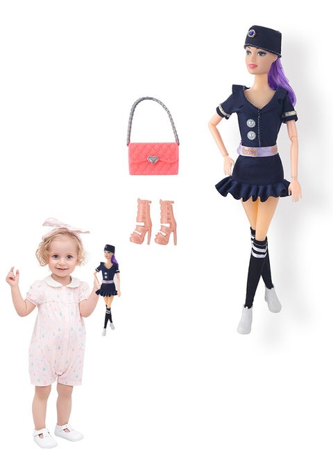 Adorable Baby Doll  Fashion Doll Perfect for Kids Light violet Hair，Bags and shoes