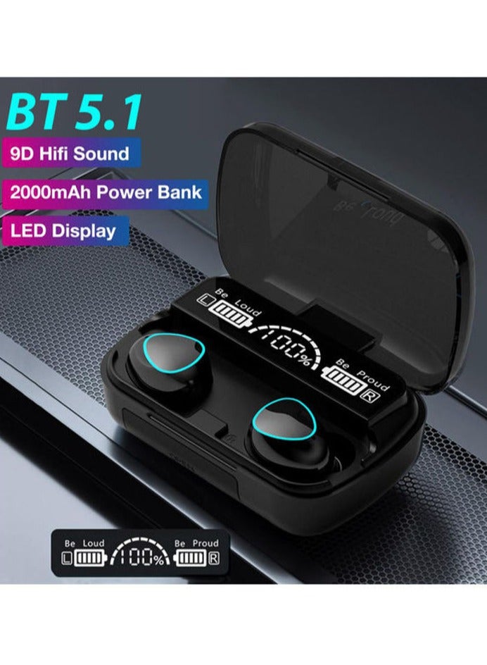 M10 BT True Wireless In-Ear Headphones, Bluetooth Auto Pairing HD Stereo Noise Canceling Headphones IPX7 Waterproof for Running Sports in-Ear Smart LED Display 2000mAh USB-C Charging Case/Box  - Image 2
