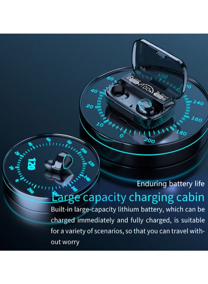 M10 BT True Wireless In-Ear Headphones, Bluetooth Auto Pairing HD Stereo Noise Canceling Headphones IPX7 Waterproof for Running Sports in-Ear Smart LED Display 2000mAh USB-C Charging Case/Box  - Image 5