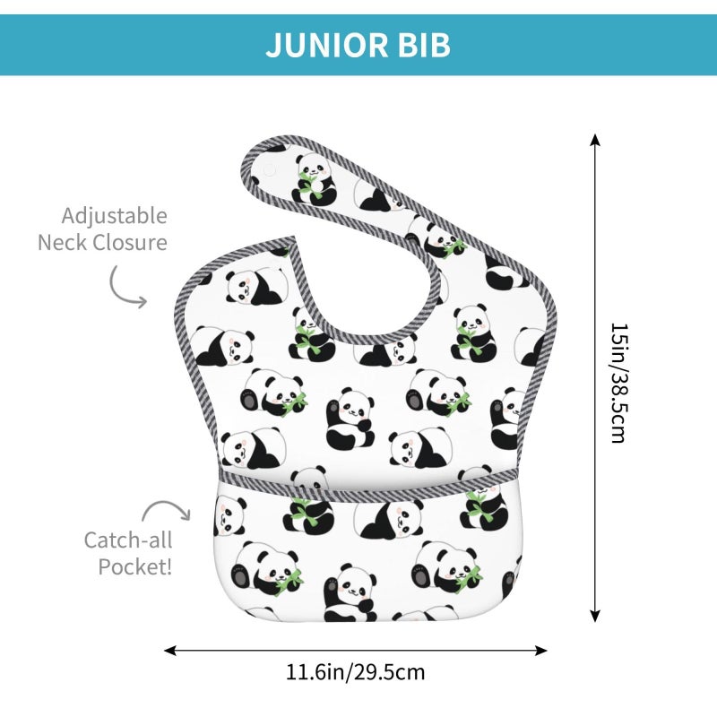 Qwalnely Panda Bibs Baby Stuff 2Packs for 6-24 Months Waterproof Washable Fabric (Panda) - Image 3