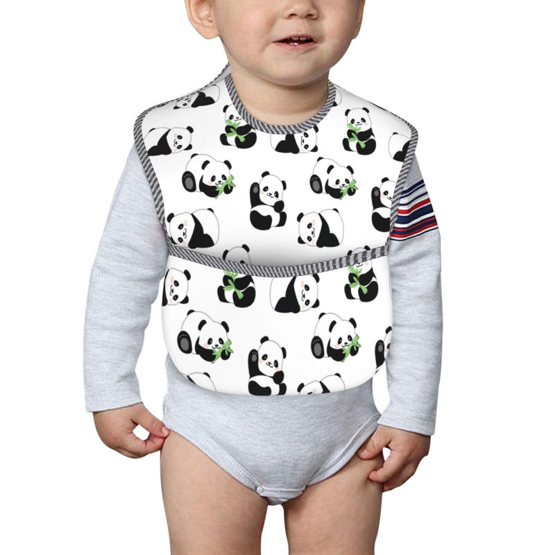 Qwalnely Panda Bibs Baby Stuff 2Packs for 6-24 Months Waterproof Washable Fabric (Panda) - Image 4