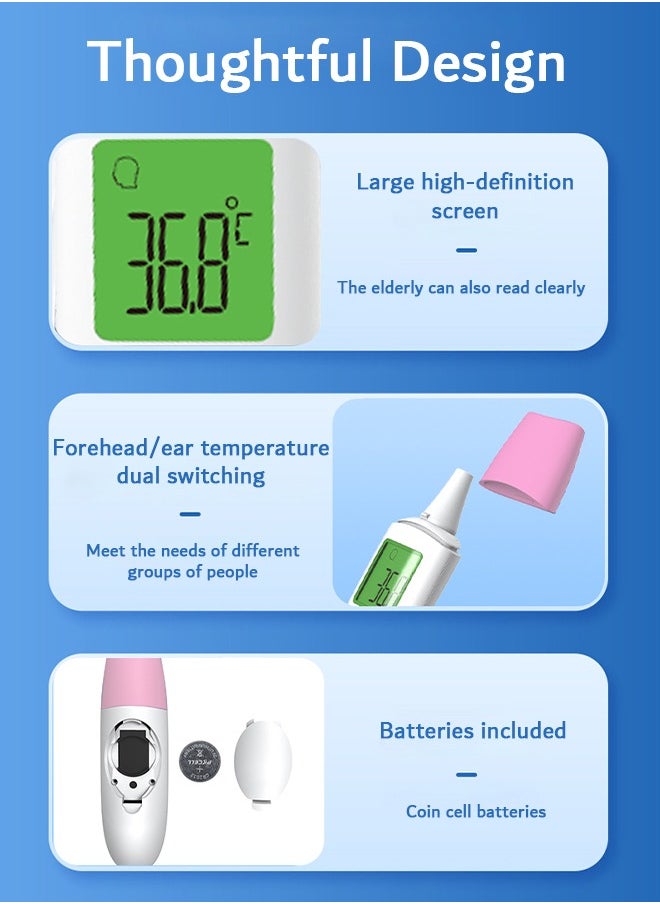 FIRSTAR - Non-Contact Forehead and Ear Thermometer, Baby Infrared Digital Thermometer, Fever Alarm Function and Memory Functions - Image 1