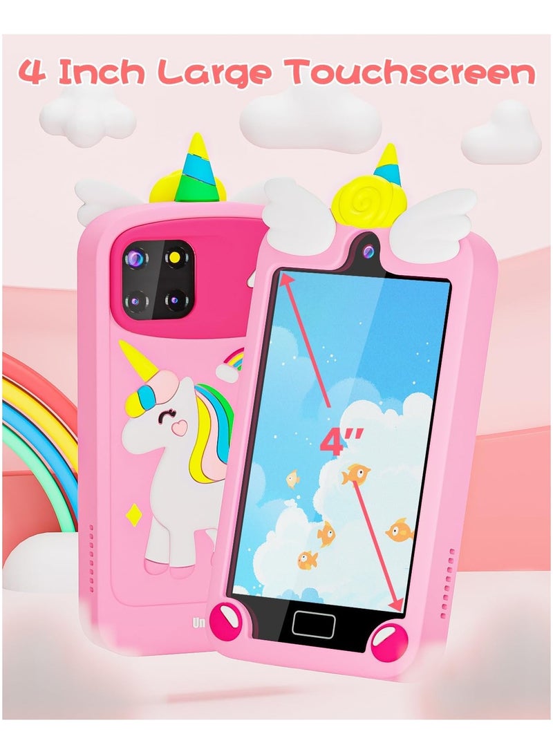 AROAQ Kids Smart Phone for Boys with 4.0 Large Touchscreen 32G Card, Gifts for Age 3-10 Kids Toys Cell Phone with Holographic Pyramid Toddler Learning Toy Dual Lens Music Player - Image 3