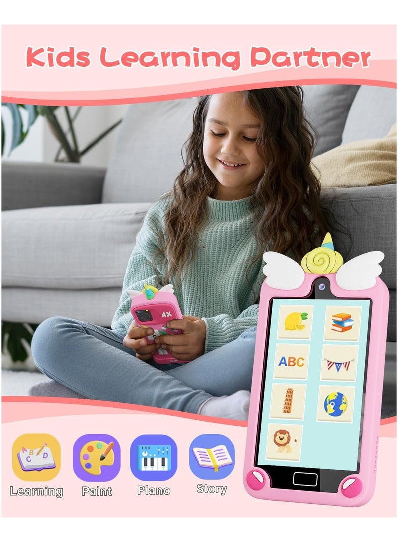 AROAQ Kids Smart Phone for Boys with 4.0 Large Touchscreen 32G Card, Gifts for Age 3-10 Kids Toys Cell Phone with Holographic Pyramid Toddler Learning Toy Dual Lens Music Player - Image 5