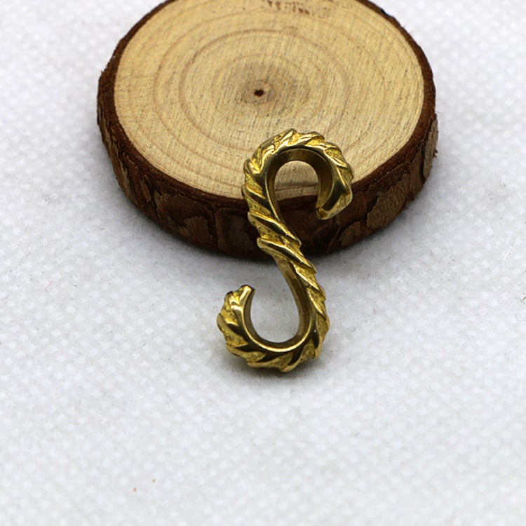 Vintage Brass s Hook Small Cloth Hook Leather Bracelet Connecting Accessories Mens and Womens Simple DIY Material Brass-A horizontal stripe S hook 