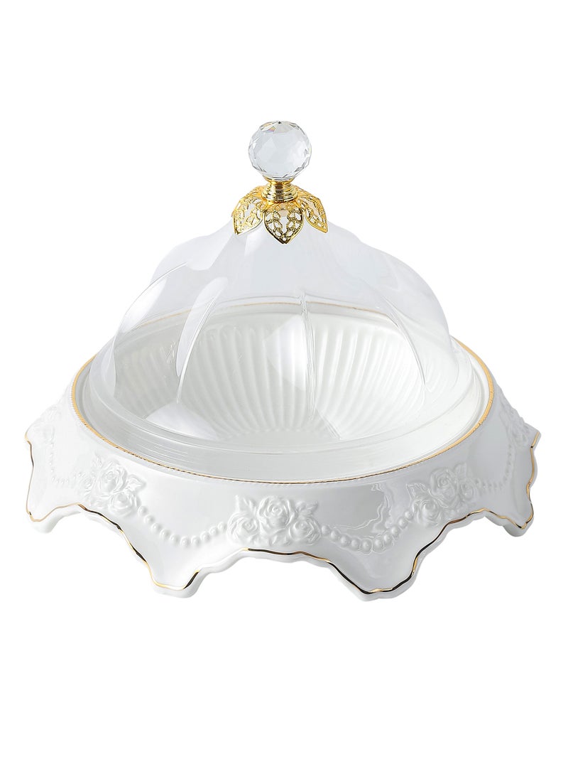 Life Smile - LIFE SMILE Cake Stand with Lid - Multifunctional Serving Dish and Cake Plate,Use as Salad Bowl/Veggie Platter/Punch bowl/Desert Platter/Nachos & Salsa Plate - Image 1