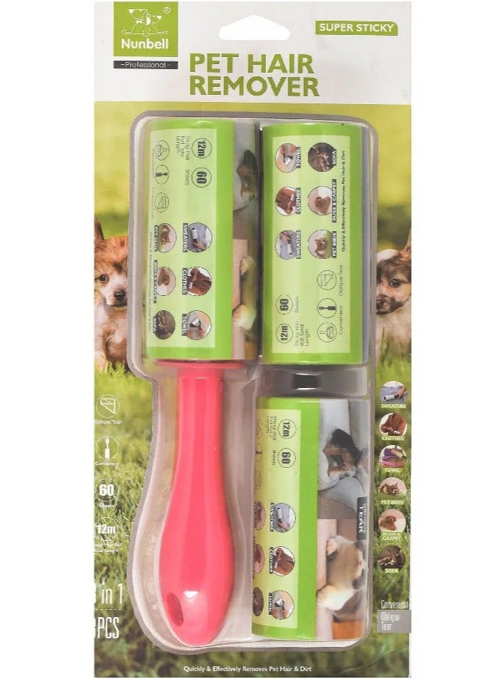 بكرة شعر ونسالة الأليفة من نونبيل بينك مع ملاءات إعادة التعبئة (22x4.5 سم) 1 قطعة