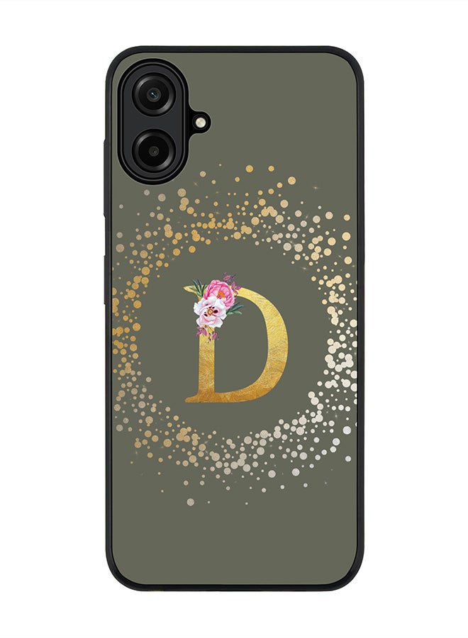 Stylizedd For Samsung Galaxy A07 4G Case,Slim fit Camera Protection, Shockproof Thin Phone cover  - Custom Monogram Floral - D  (Olive Green )