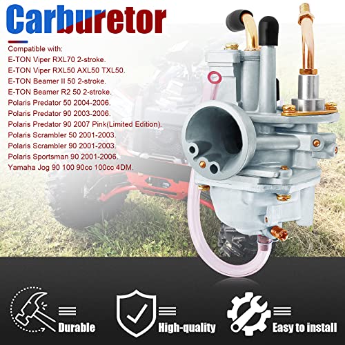 YOFMOO Carburetor Compatible with Polaris Predator Scrambler Sportsman 50 90 E-TON Eton Viper AXL50 RXL50 RXL70 TXL50 Beamer R2 2-Stroke Yamaha Jog 100 90cc 100cc 4DM - Image 4
